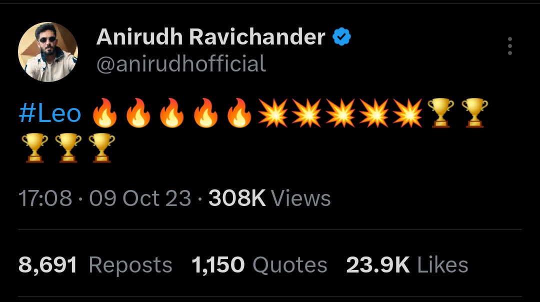 AnirudhTrend's tweet photo. Biggest Blockbuster Awaits🔥🔥🏆🏆

#Leo @actorvijay @MrRathna @anirudhofficial #Anirudh https://t.co/9uOo5pLrAO