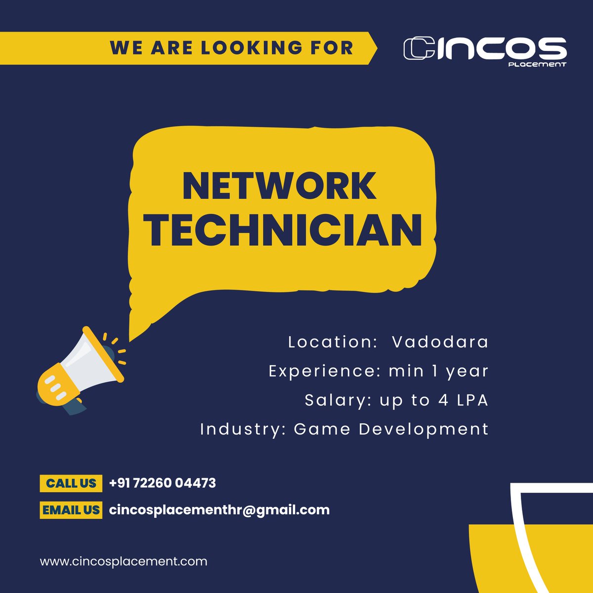 cincosplacement's tweet image. Network Technician wanted with Top Job Consultancy in Vadodara! 

Contact Us
Phone : +91 7226004473

#NetworkJobs #Vadodara #TechHire #BestJobPlacementConsultancyInVadodara #TopJobConsultancyInVadodara #NewOpportunities