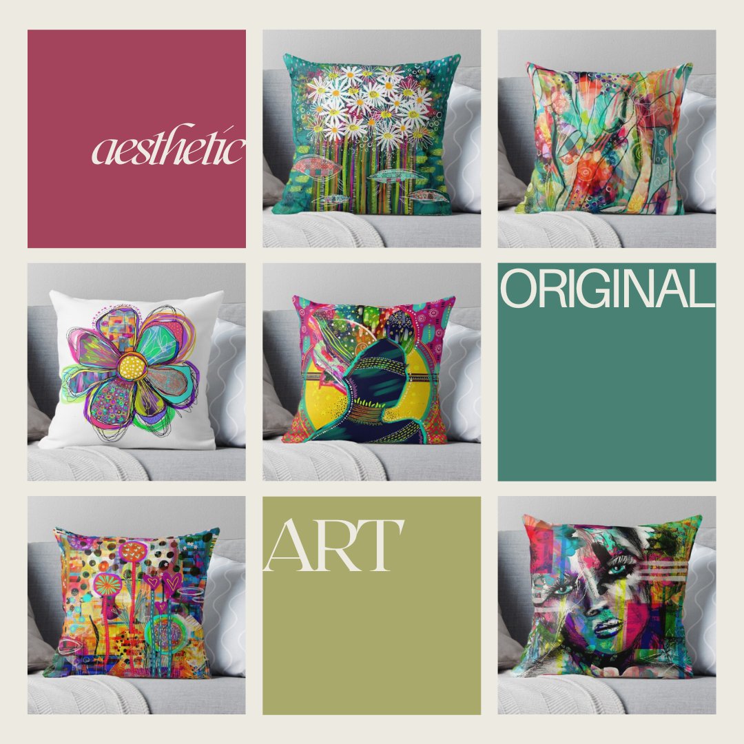 Add a pop of creativity to your living space with my original art throw pillows! 🎨 Each pillow is like a mini-masterpiece, making your home feel like a gallery!!