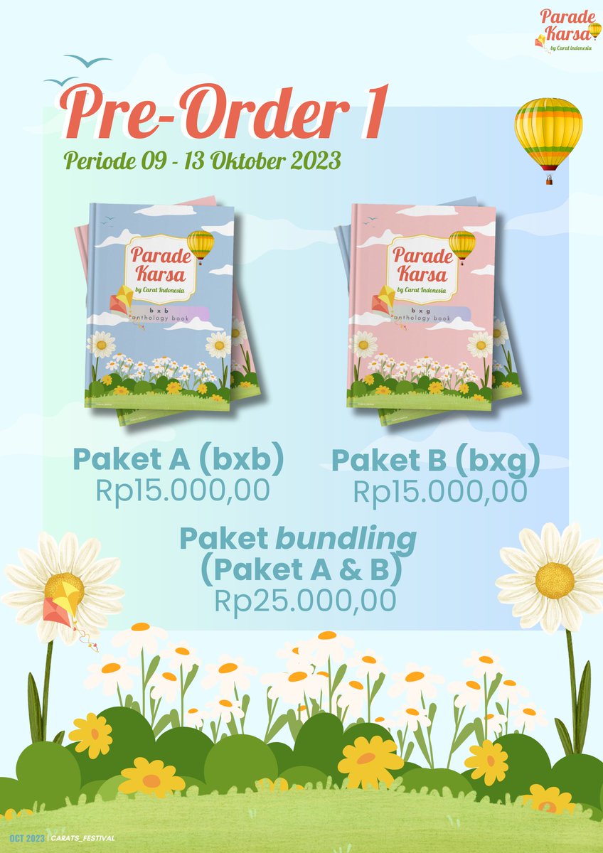 CARATS_Festival's tweet photo. PARADE KARSA ─

─ Pre order 1 open!! Pastikan kalian berpartisipasi, membaca dan berdonasi sekaligus untuk dukung kesayangan
PO1 :https://t.co/E33Yc6WJKq

Lihat author kesayang kamu disini 👇
BxB :https://t.co/dsP2HRS9sT
BXG :https://t.co/858d3AlSlW https://t.co/C0PUQEPYaO