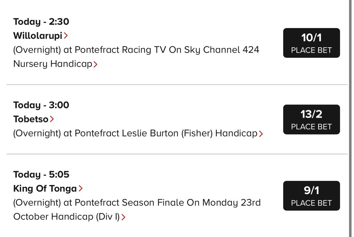 3️⃣ runners this afternoon @ponteraces ⏰2:30 #Willolarupi for Owners DP Fabrications Ltd ⏰3:00 #Tobetso for Owners Highgreen Partnership ⏰5:05 #KingOfTonga for Owner Mrs S Bryan All ridden by Zak Wheatley @weeto_10 @bryanhorses1234 @freddytylicki @RacingSantry @YorkshireRacing