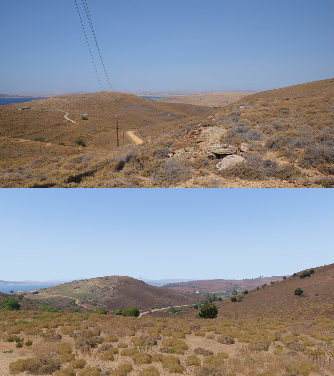 A3_Timo's tweet photo. Let's kick off the #Atlis Comparisons!
View North towards Pyrgos from the dirt Road south of Ekali on #Altis and in Reality.
@ArmaPlatform #Arma3 https://t.co/zYuLfiEM6Y
