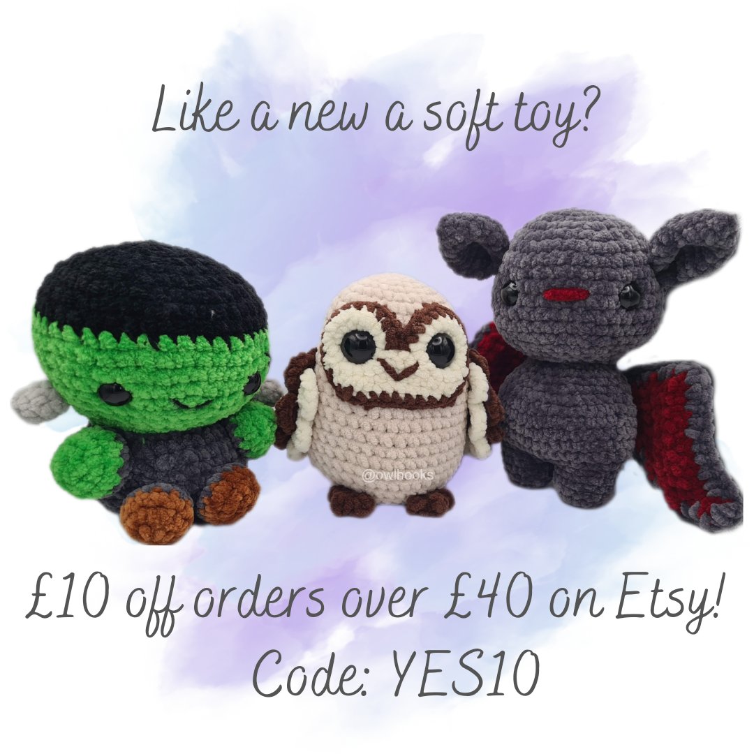 Owl_Hooks's tweet photo. Etsy are offering Β£10 off all orders over Β£40, pick yourself a new soft toy or plan ahead for Christmas with Owl Hooks!
Owl Hooks on Etsy: https://t.co/MJISgDpflK
#owlhooks #crochet #amigurumi #handmade #softtoy #plushie #owl #etsy #smallbusiness #halloween #christmas https://t.co/655aTnznWm
