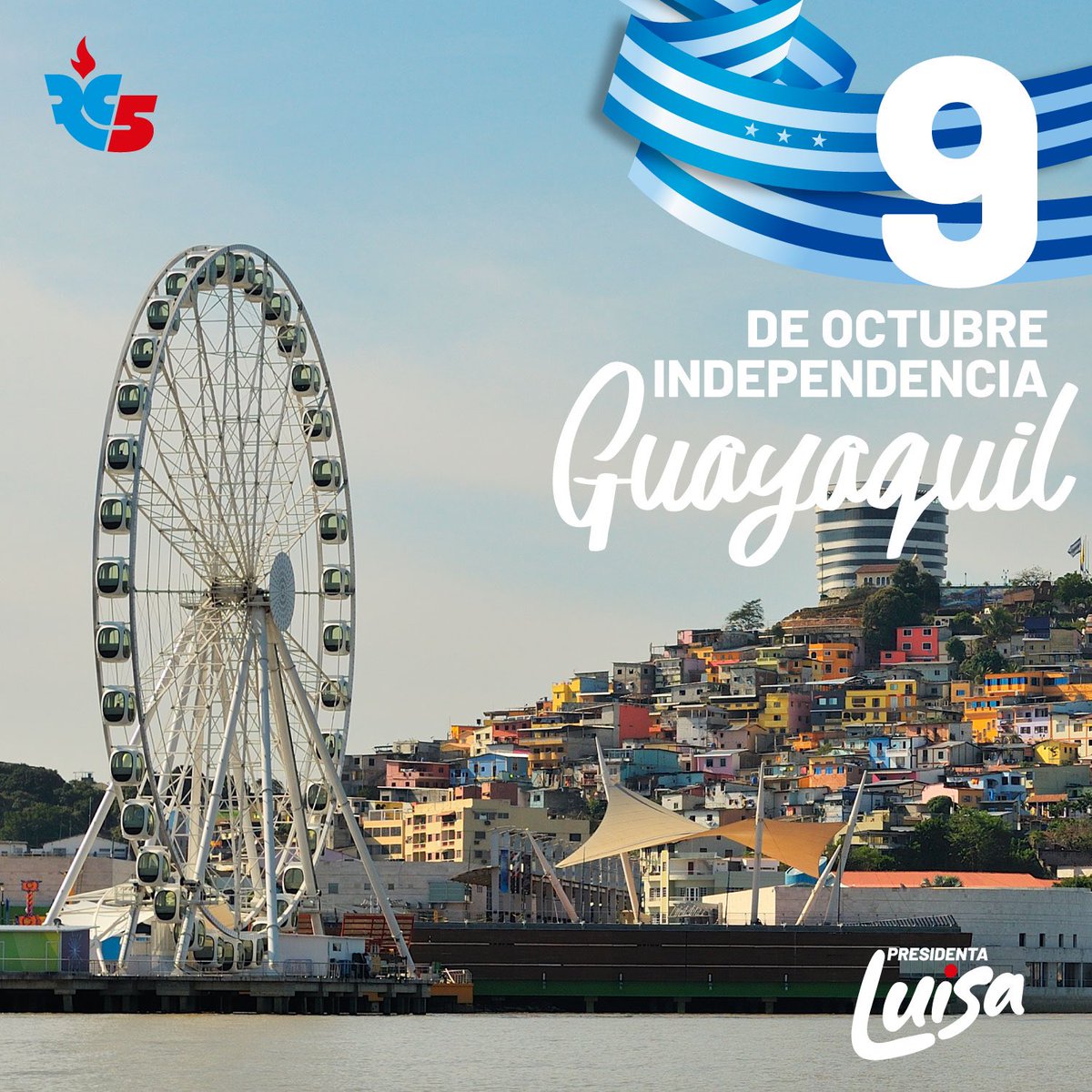 LuisaGonzalezEc's tweet photo. Hoy, honramos el espíritu de lucha y grandeza de nuestra amada Perla del Pacífico. 
¡Seguiremos construyendo un camino de progreso y prosperidad para Guayaquil! 💙 

#VivaGuayaquil 
#PorElBienDeTodos
#LuisaPresidenta🇪🇨 https://t.co/1dGPw0oSNu