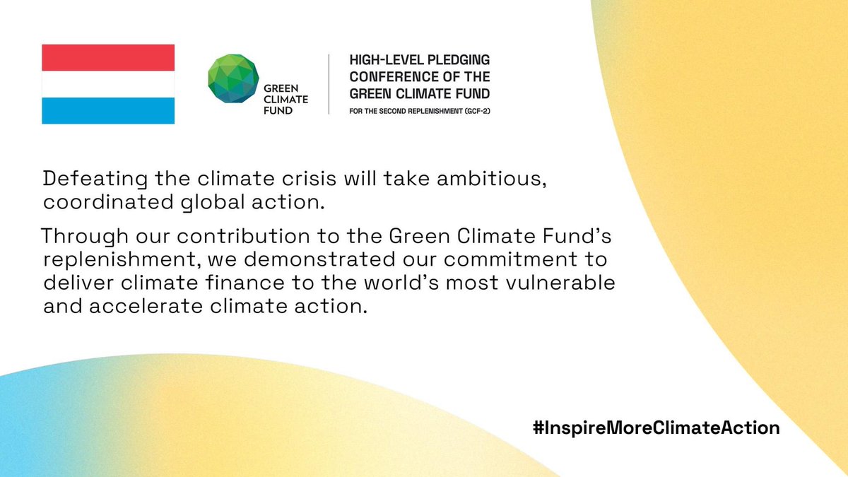 environment_lu's tweet photo. At @theGCF High-Level Pledging Conference in Bonn, Luxembourg pledged 50 million euros for the new replenishment period of the Green Climate Fund. (1/3) https://t.co/y1iruoJvy9