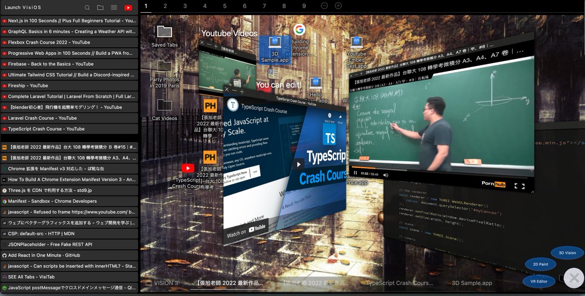 ExisVR's tweet photo. I made a game-changing extension: 🌟VisiOS🌟
It changes your browser into an OS and enables you to save tabs/bookmarks on your 9 different desktops🚀 

✅ Install: https://t.co/iesVsWQMn4
✅ DEMO: https://t.co/QPkgyvLwG1
✅ Tutorials: https://t.co/wTXiv2MC9q https://t.co/ZQZRtWQ0Qe