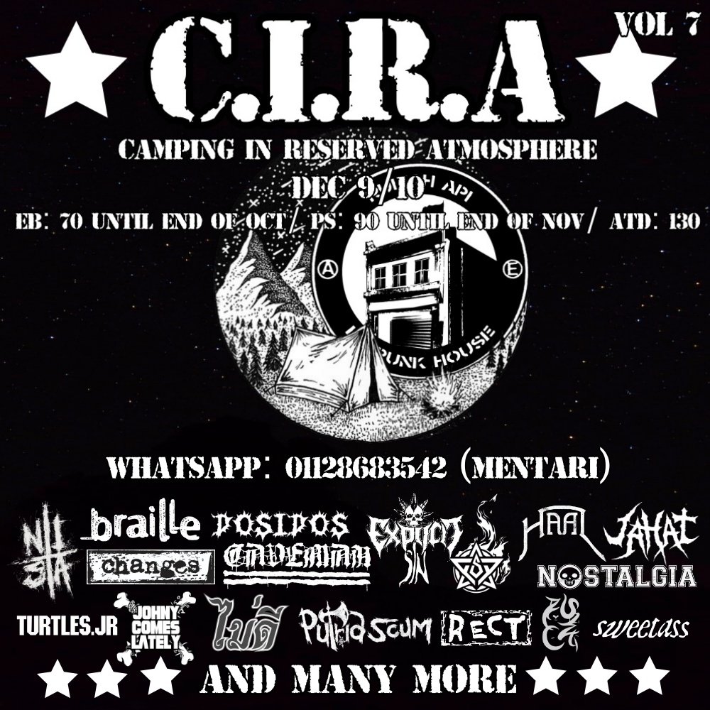 CIMSxLANGSI's tweet photo. C.I.R.A VOL7 BY @RumahApi2
9-10 DECEMBER 2023
EARLY BIRD: RM70 UNTIL END OF OCTOBER
PRE-SALE: RM90 UNTIL END OF NOVEMBER
WALK IN: RM130
CONTACT: +601128683542 (MENTARI)
Beli awal tak kalut dan murah. Apa2 roger je nombor tu.
Terima kasih sentiasa support.
#cira7 #rumahapi https://t.co/5vik91rDhP