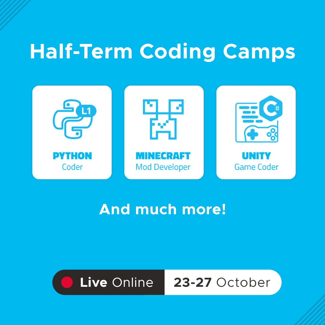funtechuk's tweet image. Half-Term Coding Camps
• 23rd – 27th October
• Live Online – FunTech Virtual Labs
• 5-Day Morning or Afternoon Camps
Explore courses: funtehc.co.uk
#OctoberHalfTerm #Camps #CodingTech #Roblox #Minecraft #Python #unity3d #UnrealEngine