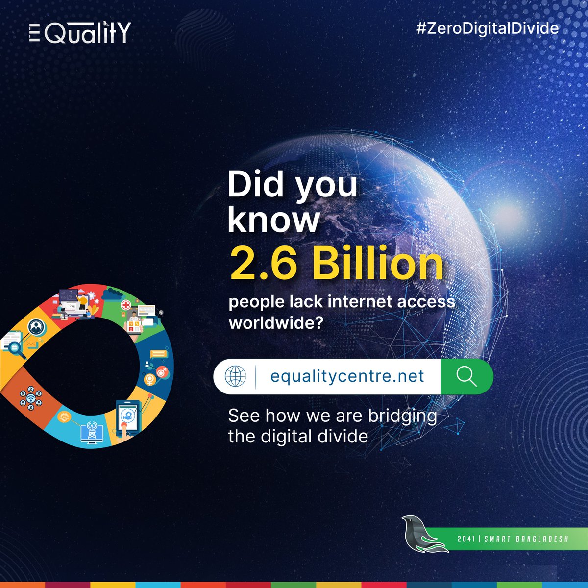 a2i_bd's tweet photo. Join the mission to bridge the #digital_divide! Discover how #e_Quality_Centre is working towards connecting the unconnected &amp; transforming lives worldwide. 🇧🇩🌏Know more🔗https://t.co/ldz9b7XWm4
#SmartBangladesh2041 #eQuality #ZeroDigitalDivide #LeaveNoOneBehind #SDGs #UNGA78 https://t.co/axPxPXIabN