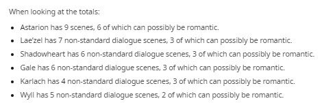 Wyll not having enough romance scenes and Astarion having more because his story is based on seducing you as a survival tactic with two very different possible outcomes at the end can both be true simultaneously