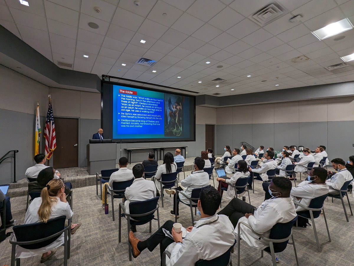 Moments from an incredible grand rounds lecture by Dr. Pitchumoni on "The Sphinx and the Sphincters." Our residents loved seeing such passion and expertise in the field of gastroenterology. Thank you for sharing your knowledge and inspiring us, Dr. Pitchumoni! #grandrounds