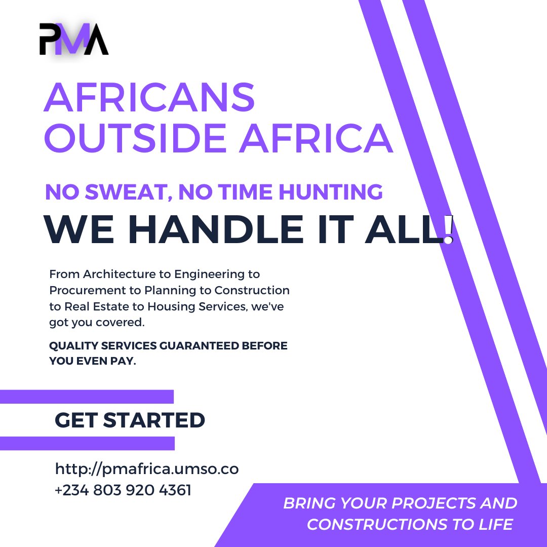 African living abroad? 🌍 From Architecture to Real Estate, we've got you covered. Stress-free, efficient service—no payment upfront. Count on our durability warranty for your projects and constructions. 🛡️⏳ #ProjectManagerAfrica #QualityAssured 🏗️✨
 #BigBrotherUK
iPhone