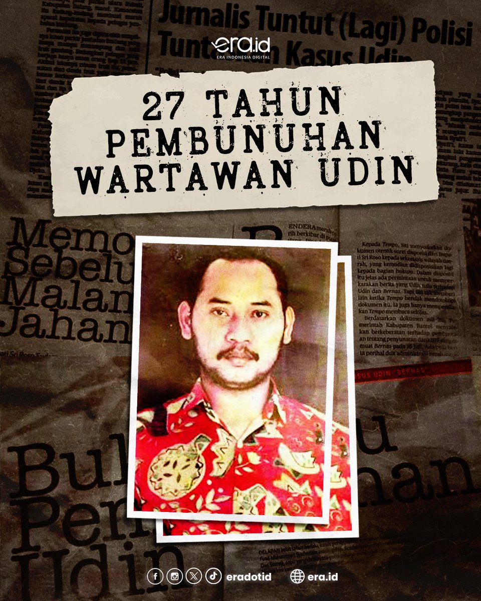 [ORDE BARU BERDARAH: PEMBUNUHAN WARTAWAN UDIN]

Sepertinya, kisah berdarah orde baru tidak ada habis-habisnya. Salah satunya adalah kisah tragis pembunuhan Udin, wartawan Yogyakarta yang dibunuh di kediamannya sendiri...

(Utas)