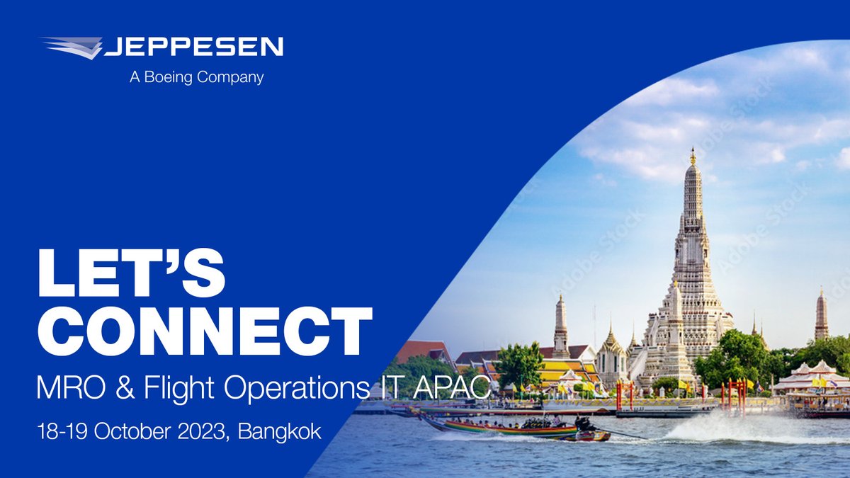 Visit us in Bangkok to learn how Jeppesen’s Mobile EFB Ecosystem and Aeronautical Data APIs can improve your airline operations. aircraftcommerceevents.com/event/airline-…