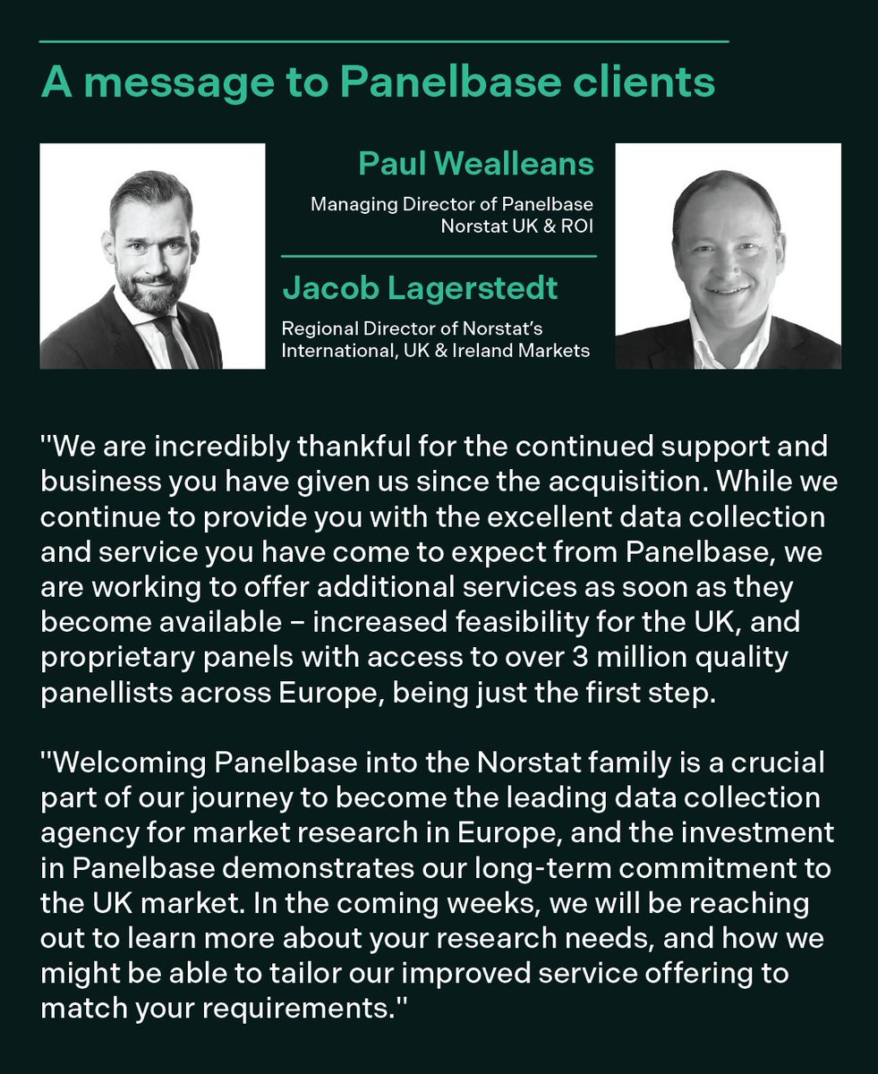 We have some exciting news to share! Following initial work combining the <a href="/Panelbase/">Panelbase</a> and <a href="/NorstatGroup/">Norstat Group</a>  panels, we are now heading towards double the feasibility in the UK. 

Find out more: drg.global/our-work/news/…

#norstat #panelbase #mrx
