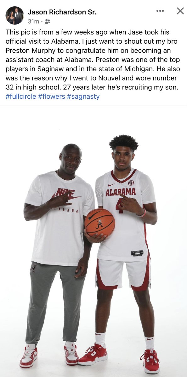 bmurphy9288's tweet photo. My brother ⁦@coach_pmurph⁩ recruits great kids. Jase is like his father, a straight up baller. #rolltide #bloodline https://t.co/cyYEBGQseS