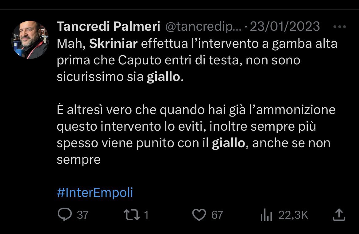saIva___'s tweet photo. Il giornalista imparziale e non tifoso Tancredi Palmeri che chiede da giorni punizioni esemplari per Maignan https://t.co/67yaMn2KQA
