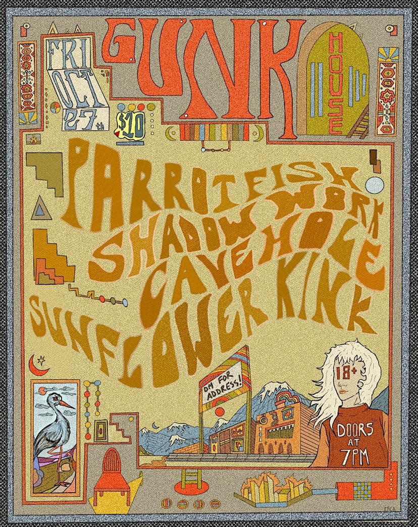 shadow work (@shadowwork_) on Twitter photo NASHVILLE with PARROTFISH 🦜🐠
Our horrifying Halloween Tour finds in Nashville on October 27th for a truly nefarious night of music ☠
@gunk_house_new with our homies in
<a href="/parrotfishband/">Parrotfish</a> +
@caveholetheband +
@sunflowerkinkband. This is an insane lineup, so don't miss it 🔥 NASHVILLE with PARROTFISH 🦜🐠
Our horrifying Halloween Tour finds in Nashville on October 27th for a truly nefarious night of music ☠
@gunk_house_new with our homies in
<a href="/parrotfishband/">Parrotfish</a> +
@caveholetheband +
@sunflowerkinkband. This is an insane lineup, so don't miss it 🔥