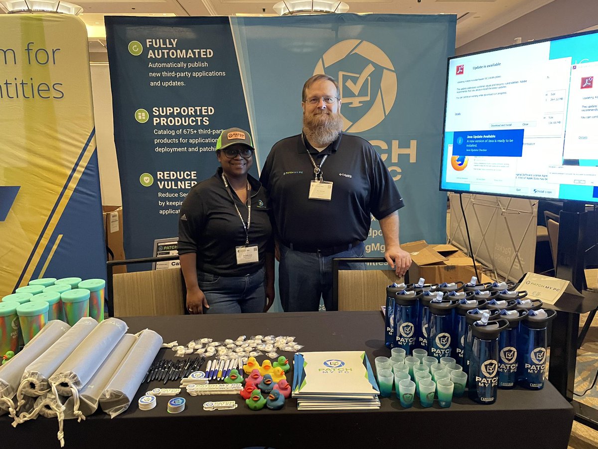 PatchMyPC's tweet photo. Our team has been hard at work this year representing #PatchMyPC through our sponsorships at #conferences, like these two recent ones hosted on opposite sides of the world. @CyberSummitUSA @expertsliveau Thanks for all you do! #PatchMyPCteam https://t.co/6mrA0aFt8t