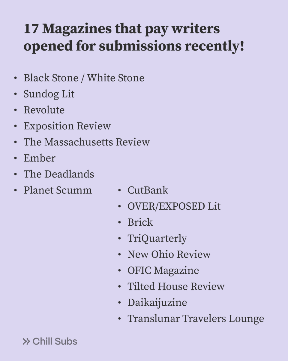 You know what sucks? Candy corn. You know what doesn’t?

These magazines offering sweet payment without scary fees. (a few do charge but its very minimal)

We have the full list of magazines in our browse that opened recently linked in our bio.