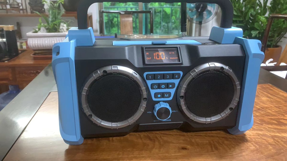This is not what traditional worksite/jobsite radio/speaker you have. That is an expection
construction speaker with camping/outdoor radio-more valued&amp;used features combination which is your  worthing have.
more details you want to know, welcome to DM by: taylor@phoenixsz.com.cn