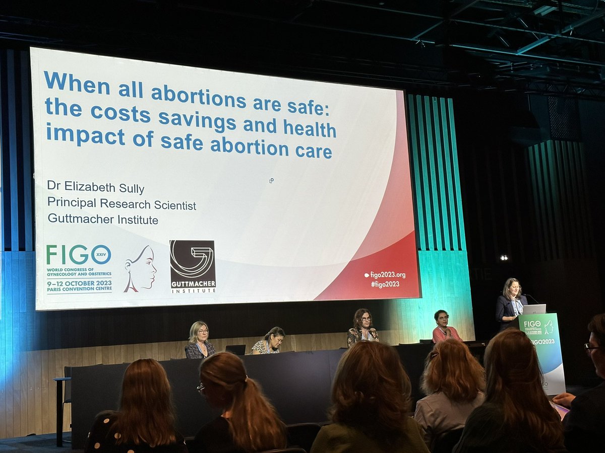 Guttmacher scientists Jonathan Bearak and Beth Sully at FIGO2023 discussing global rates of unintended pregnancy and abortion and the value of funding family planning services. #FIGO2023