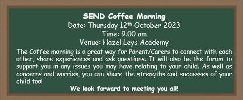 October SEND Coffee Morning. All welcome. #EveryChild #everychildcounts