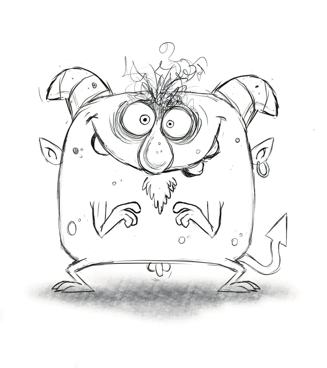 Mr_barghest_'s tweet photo. Since it's now October, I was going to draw a pumpkin guy. Unfortunately, this woeful miscreant fell out of my head instead. I can only apologise. Demon devil delinquent?? https://t.co/TqFIP44BVa