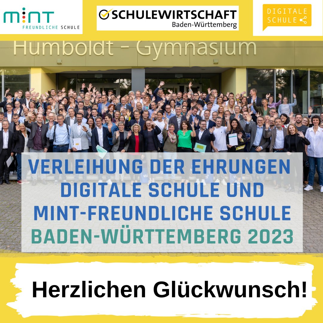 SCHULEWIRTSCHAFT Baden-Württemberg (@swbwnews) on Twitter photo Allerherzlichste Glückwünsche an die 145 Schulen aus #BaWü, die am Freitag in Karlsruhe von <a href="/MINT_Zukunft/">MINT Zukunft schaffen! @Mintzukunft@bildung.social</a> ausgezeichnet wurden 🎉! Euer Engagement für #MINT & Digitale Bildung ist große Klasse 👏👏👏 <a href="/KM_BW/">Kultusministerium BW</a> #twlz #edubw Allerherzlichste Glückwünsche an die 145 Schulen aus #BaWü, die am Freitag in Karlsruhe von <a href="/MINT_Zukunft/">MINT Zukunft schaffen! @Mintzukunft@bildung.social</a> ausgezeichnet wurden 🎉! Euer Engagement für #MINT & Digitale Bildung ist große Klasse 👏👏👏 <a href="/KM_BW/">Kultusministerium BW</a> #twlz #edubw