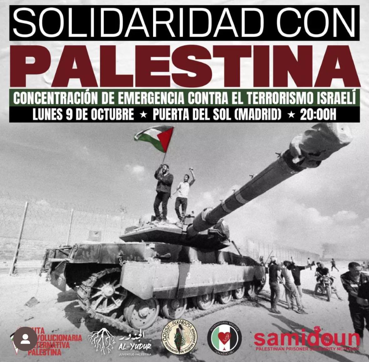 Los pueblos ocupados tienen legítimo derecho a resistir. Todos deben cumplir el DIHumanitario.

Hoy mostraremos nuestra solidaridad con #Palestina🇵🇸 y reclamaremos alto el fuego con intervención de la <a href="/onu/">☭</a>.

Israel debe cesar la ocupación y permitir una paz justa y duradera.
