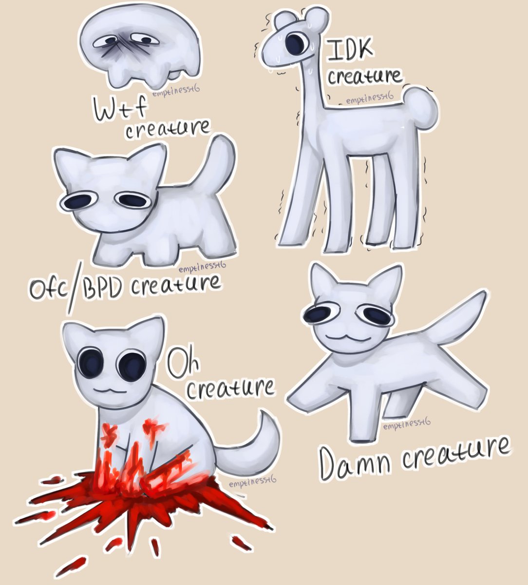 banned_space_'s tweet photo. #creatures #wtfcreature #idkcreature #ofcbdpcreature #damncreature #ohcreature
I constantly saw TBH Creature (autism creature), but yesterday I discovered creatures and by their diseases, yeah. I decided to sketch them so that they were. https://t.co/RPMw6GqKbb