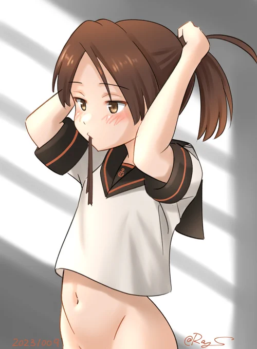 身支度敷波#艦これ版深夜の真剣お絵描き60分一本勝負 #艦これ版真剣お絵描き60分一本勝負_20231009 