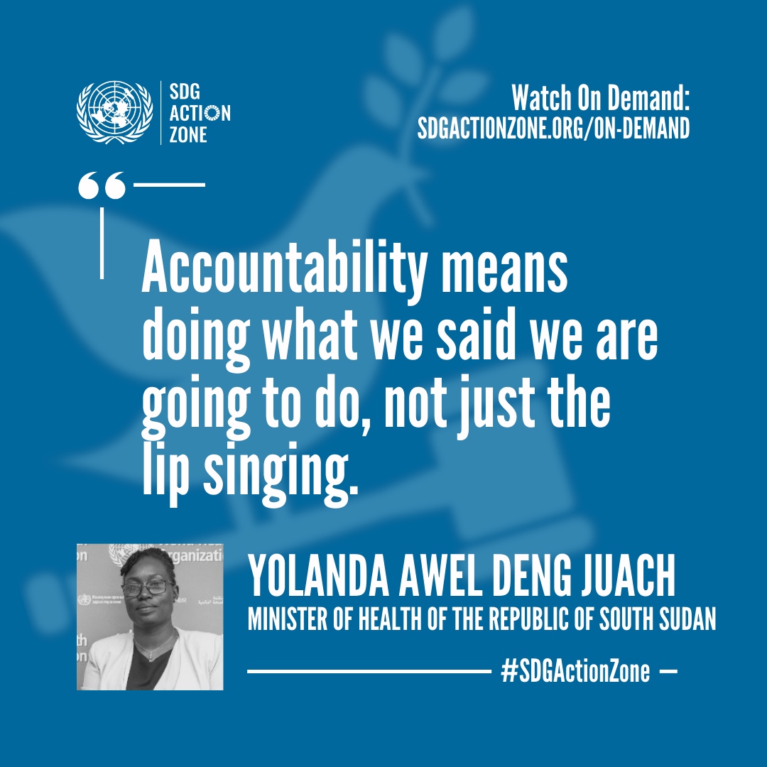 💬: <a href="/HonYolanda35142/">Hon. Yolanda Awel Deng Juach</a> shared a few reflections on how to #RaiseAccountability at the #SDGActionZone: 

"Accountability means doing what we said we are going to do, not just the lip singing". 

Stream the Action Zone On Demand at sdgactionzone.org/on-demand.