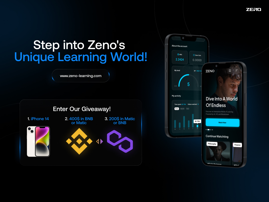 zenolearning's tweet photo. #ZenoLearning: the gateway to innovative &amp; rewarding education is on the horizon!

🎉Join our Gleam campaign to WIN an iPhone 14, $BNB, $MATIC &amp; more! 💸📲
👐Test &amp; shape our platform to enjoy early rewards 🎁
👉 https://t.co/BRHN8kE5Dd👈 https://t.co/Kw0QlSHJrY