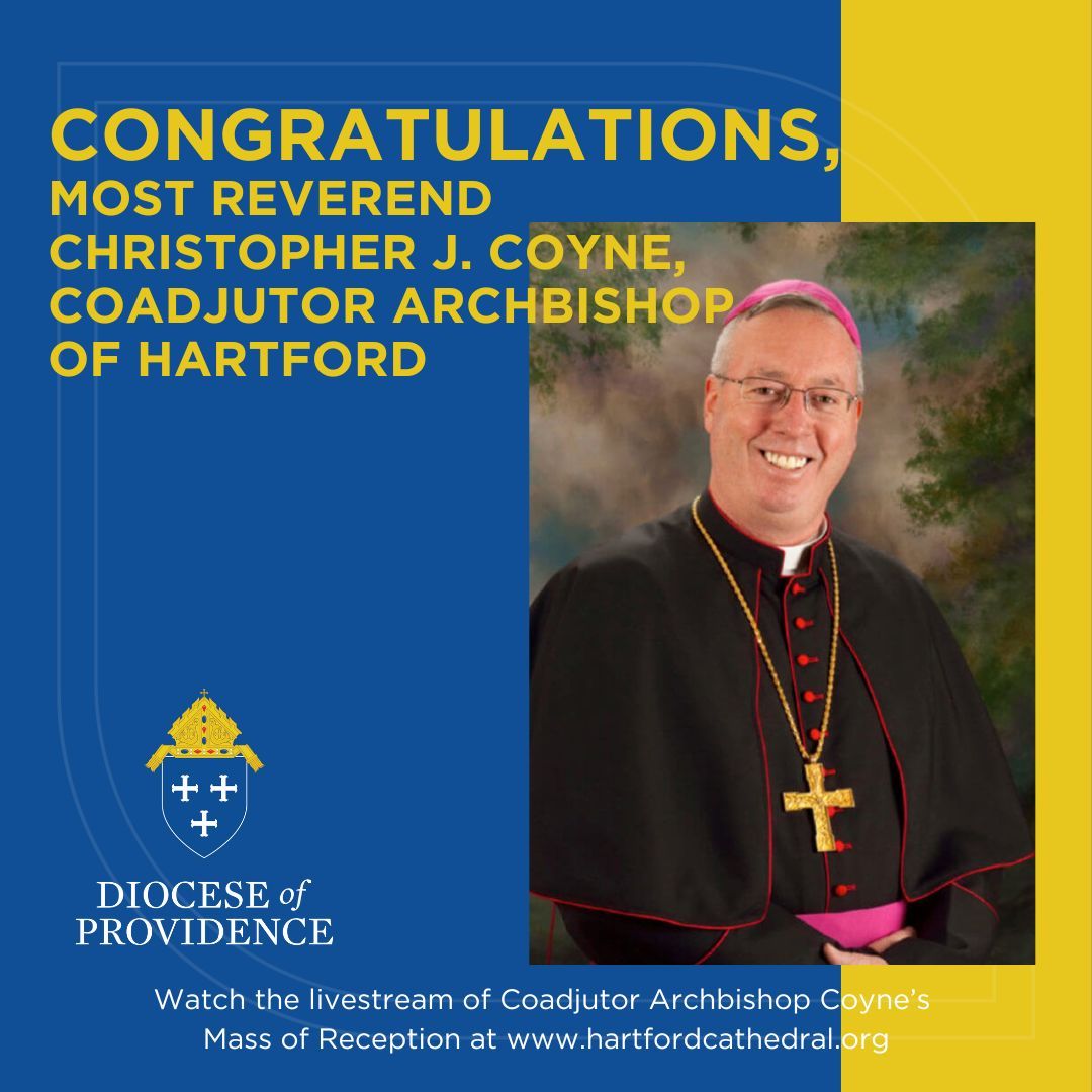 Coadjutor Archbishop Coyne will take up residence in the Archdiocese with a Mass of Welcome to be celebrated at the Cathedral of Saint Joseph, Mother Church of the Archdiocese of Hartford, CT, on Monday, October 9, 2023 at 2PM. Watch the livestream here - provd.io/46or4yX