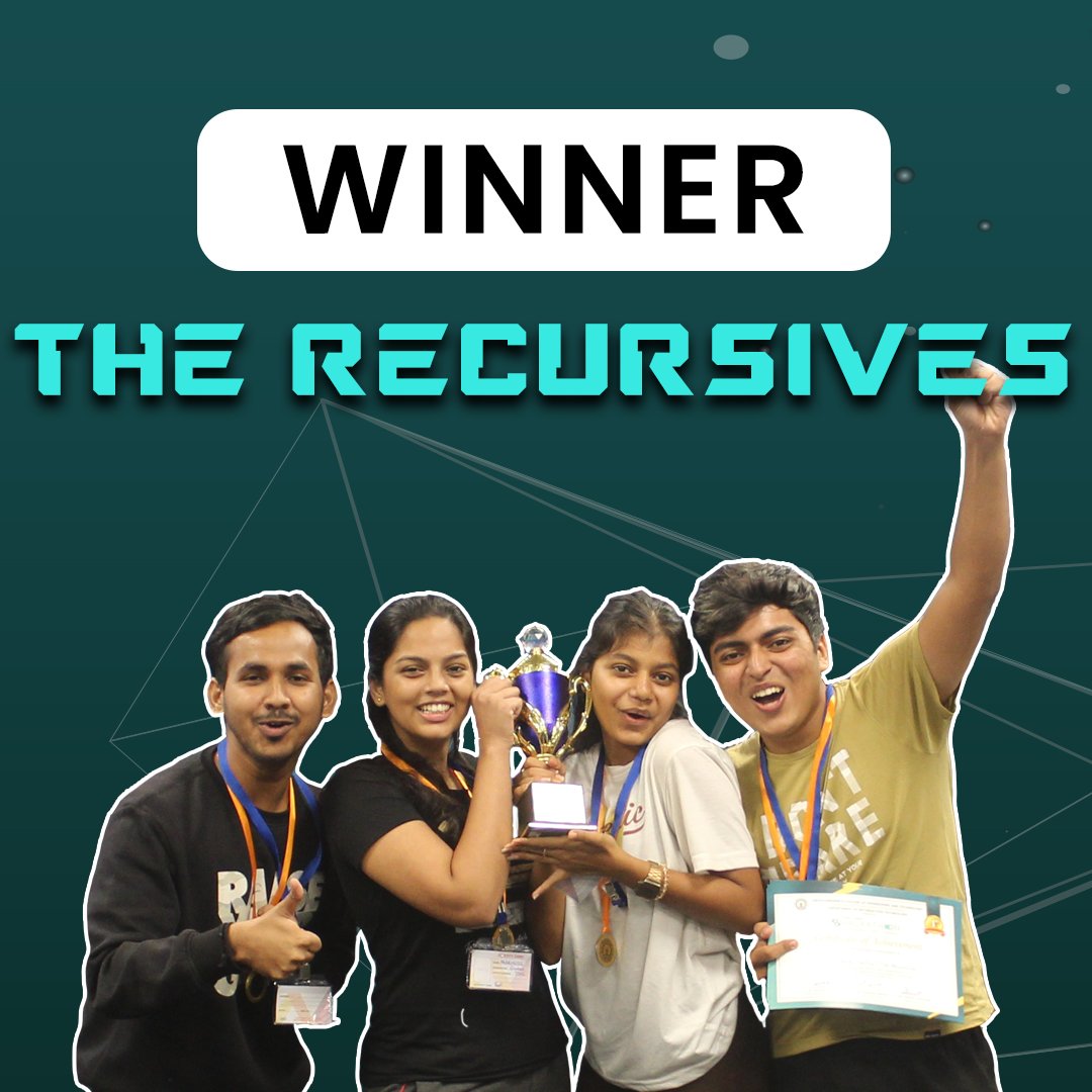 VcetHackathon's tweet photo. Winners of the VCET Hackathon 2023 - Team *THE RECURSIVES* 🌟

This exceptional team has clinched the grand prize of Rs.50,000! 💰

Hats off to Team for their outstanding triumph! 🚀🏆
#hackathon #Vcethackathon'23 https://t.co/nUjceU0tHS
