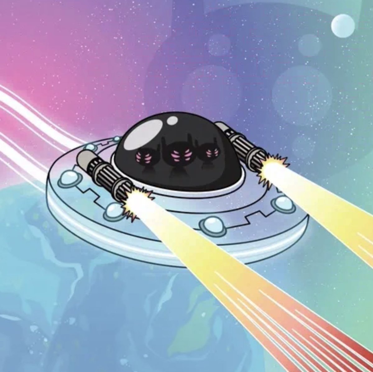 He's looking at his brand new spaceship 🛸 About to take it for a cruise through the solar system!
B.A.D Spaceship #342
#cronos #cronoschain #NFTs #crofam  #POLYGON #Crypto