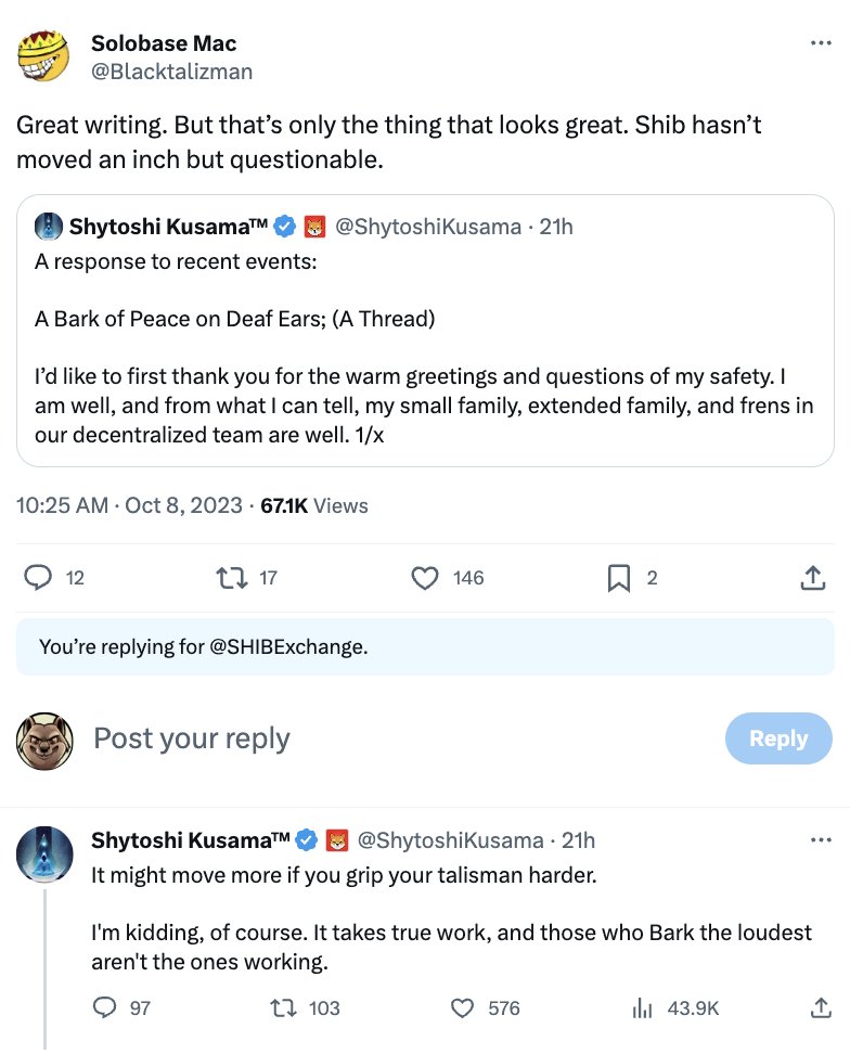 SHIBExchange's tweet photo. SHIB Exchange is proud to be one of those putting in "true work" for the $SHIB ecosystem.

We're here to build, not to bark. 🏗🧱🐕

#SHIB #SHibarium #SHIBex https://t.co/wJ5TWmeQH7
