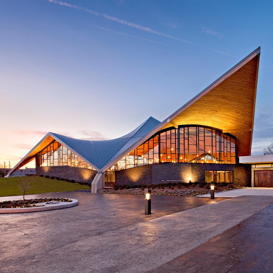 The Church of Saint Aloysius, designed by <a href="/ErdyMcHenry/">Erdy McHenry Architecture</a>, embodies a profound architectural design influenced by two key concepts: "re-pitching the tent" and St. Aloysius's four devotions. The graceful roof lines evoke the simplicity of worship, drawing inspiration from biblical