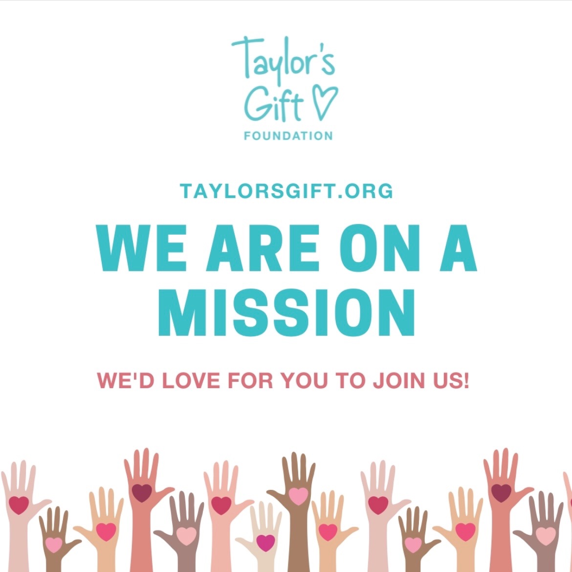 Hands up! 🙌 We'd love for you to get involved with Taylor's Gift! 💙​​​​​​​​
​​​​​​​​​​​​​
taylorsgift.org