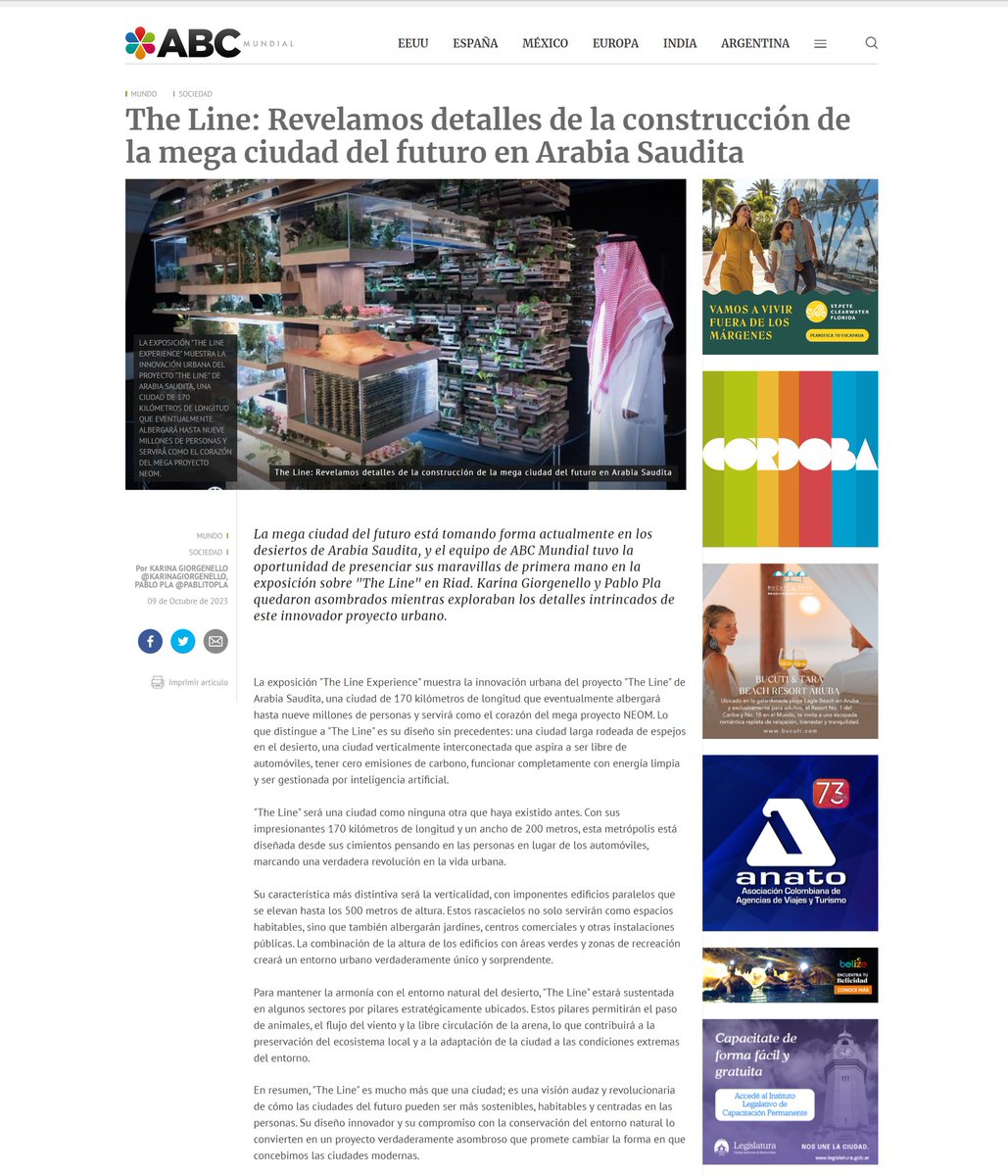 ABCMundial's tweet photo. The Line: Revelamos detalles de la construcción de la mega ciudad del futuro en Arabia Saudita
@NEOM #TheLine
@ABCMundial
@VisitSaudi #TheLineExperience
https://t.co/lodr1r9y9v https://t.co/daUXJ2F3s6