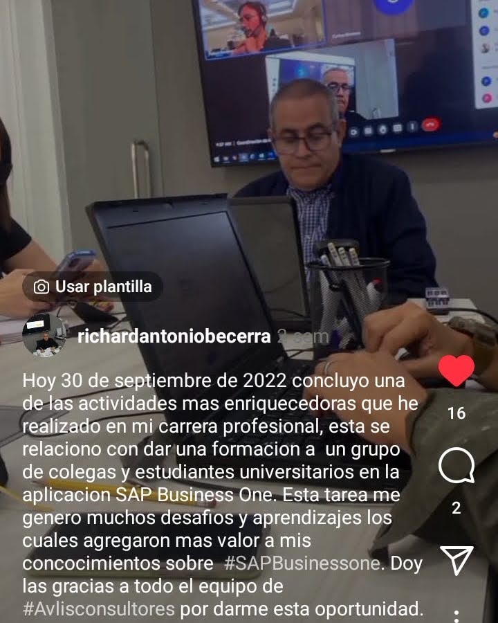 becerra_torres's tweet photo. Comparto este recuerdo del año 2022 cuando fui invitado por el equipo de Avlis Consultores a impartir una formación del sistema de gestión empresarial SAP Business One, fueron varios meses llenos de experiencias y aprendizajes junto a ese maravilloso grupo de colegas https://t.co/1kjcRXWpPk