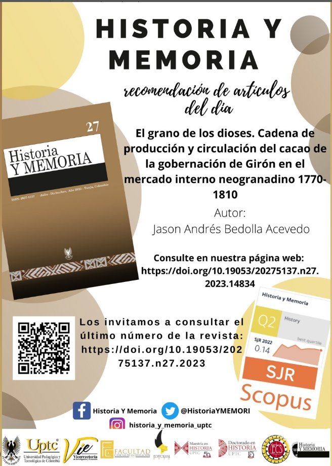 #HistoriayMemoria Los invitamos a leer nuestro artículo recomendado del día.
Enlace artículo: doi.org/10.19053/20275…