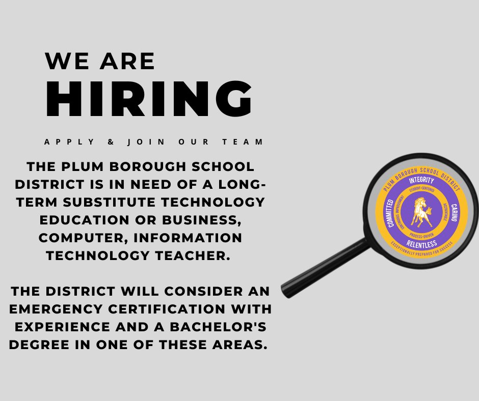 plumboroughsd's tweet photo. To apply please visit the district's website, https://t.co/Wo6ERL0IjP https://t.co/ZrjgIrl2yM
