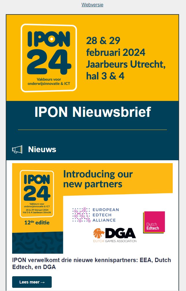 Wil je ook op de hoogte blijven van al het laatste onderwijs innovatie &amp; ICT nieuws en natuurlijk de IPON Vakbeurs? Schrijf je dan nu volledig vrijblijvend en gratis in voor de IPON nieuwsbrief: ipon.nl/lid-worden/