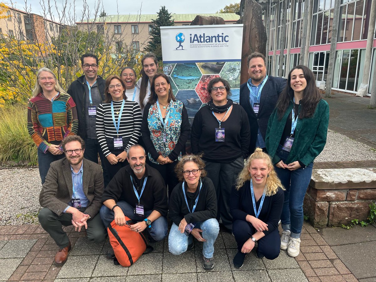 Work package 4 group photo during the first day of our #iAtlanticGA2023 - smiling faces since most of experimental work is now finished, now on to #synthesising and #disseminating the results! 🌊