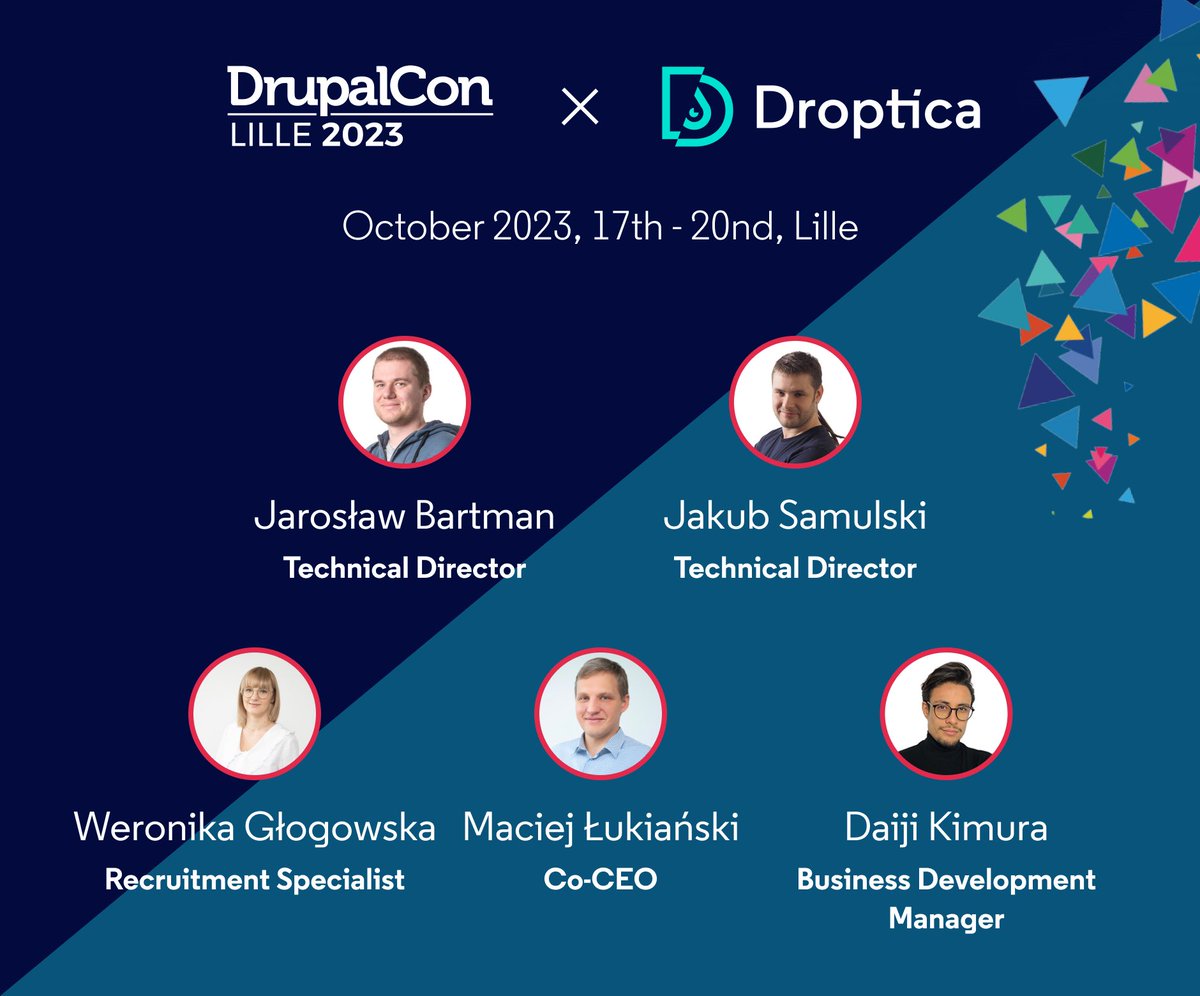 I'm starting the countdown to #DrupalConLille! @droptica is a gold sponsor of the conference and I’ll be attending the event on October 17-20 🇫🇷
Will you be there too? Come by booth #10 to chat with me and the rest of our team 🙌 

See you in France!
#DrupalCon #DrupalConEurope