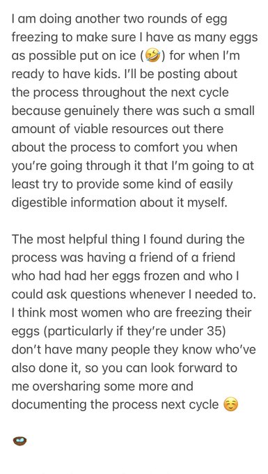 I had my eggs frozen on Friday 🎉 I did this for no other reason other than to allow myself to have a<a href="/tag/womenshealth"class="tags"><span>#womenshealth</span></a><a href="/tag/eggfreezing"class="tags"><span>#eggfreezing</span></a>