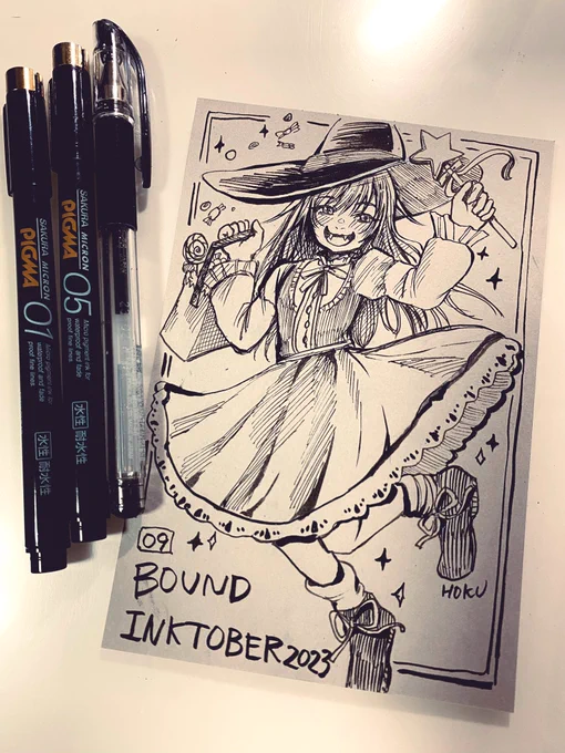 9.Bound
#inktober
#inktober2023

途中参戦だけどもやってみた
10月になって嬉しい魔女っ子です 