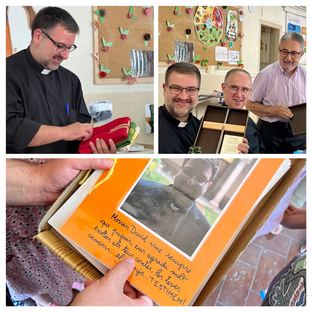 Feproser's tweet photo. Avui hem tingut un dia especial a l’escola! Fem 60 anys i ho hem celebrat tots plegats! Hem acomiadat el mossèn David i hem donat la benvinguda al mossèn Antoni Suriol. Gràcies per un dia tant important, per molts anys Roser 🌹🎉🎊🤗 @escolesFEP @EscolaCristiana https://t.co/wNop5ySTJi